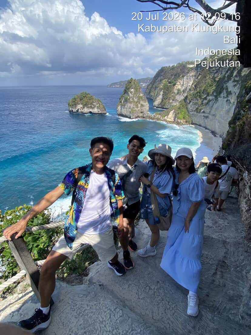 Group at a Bali beach and cliff viewpoint