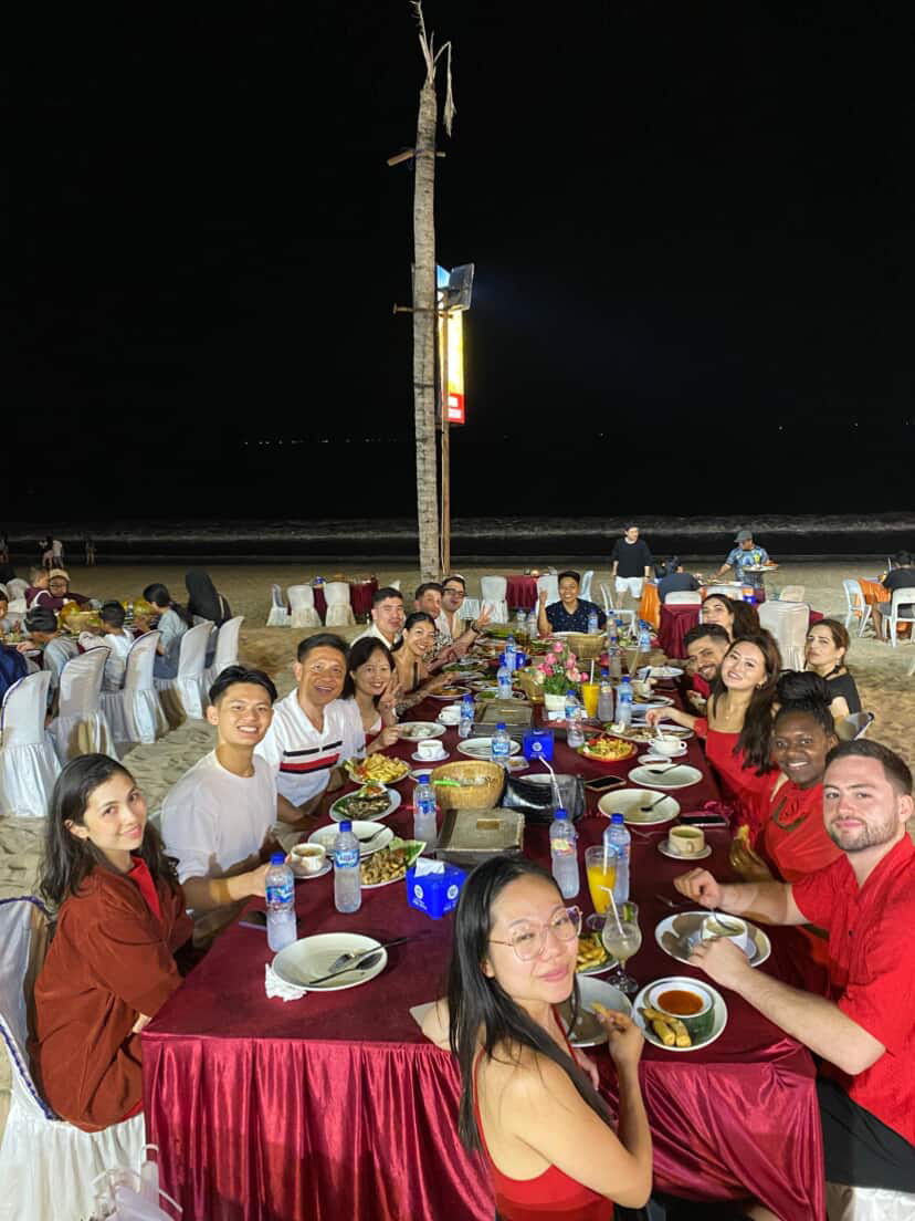 Large group having dinner in Bali