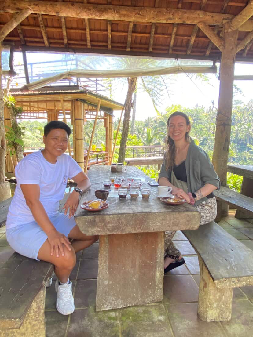 Customers having a meal during a Bali tour