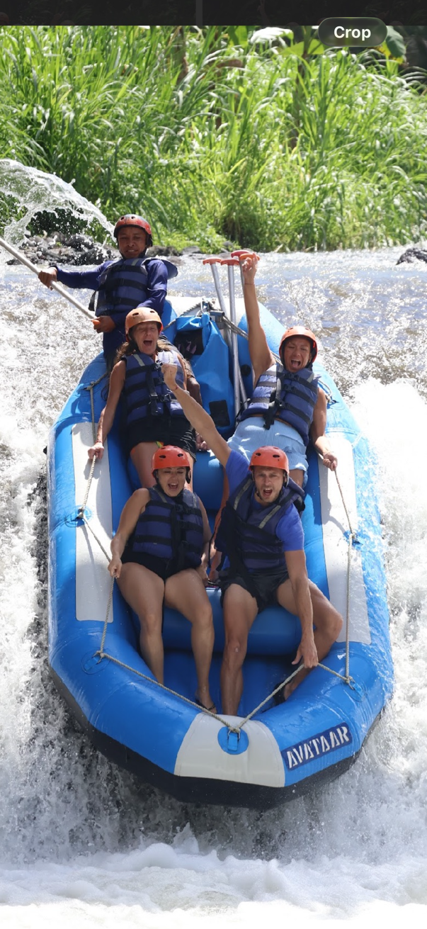 Group white water rafting in Bali