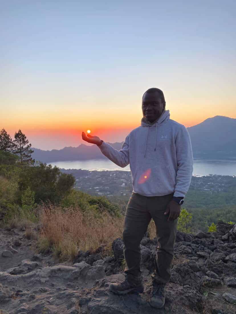Guest at a Mount Batur viewpoint