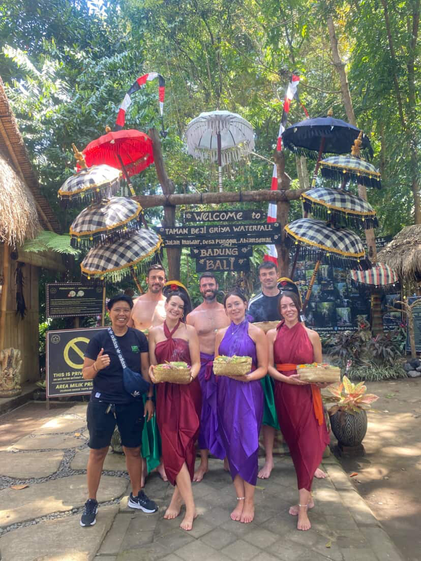 Group at a Bali attraction entrance